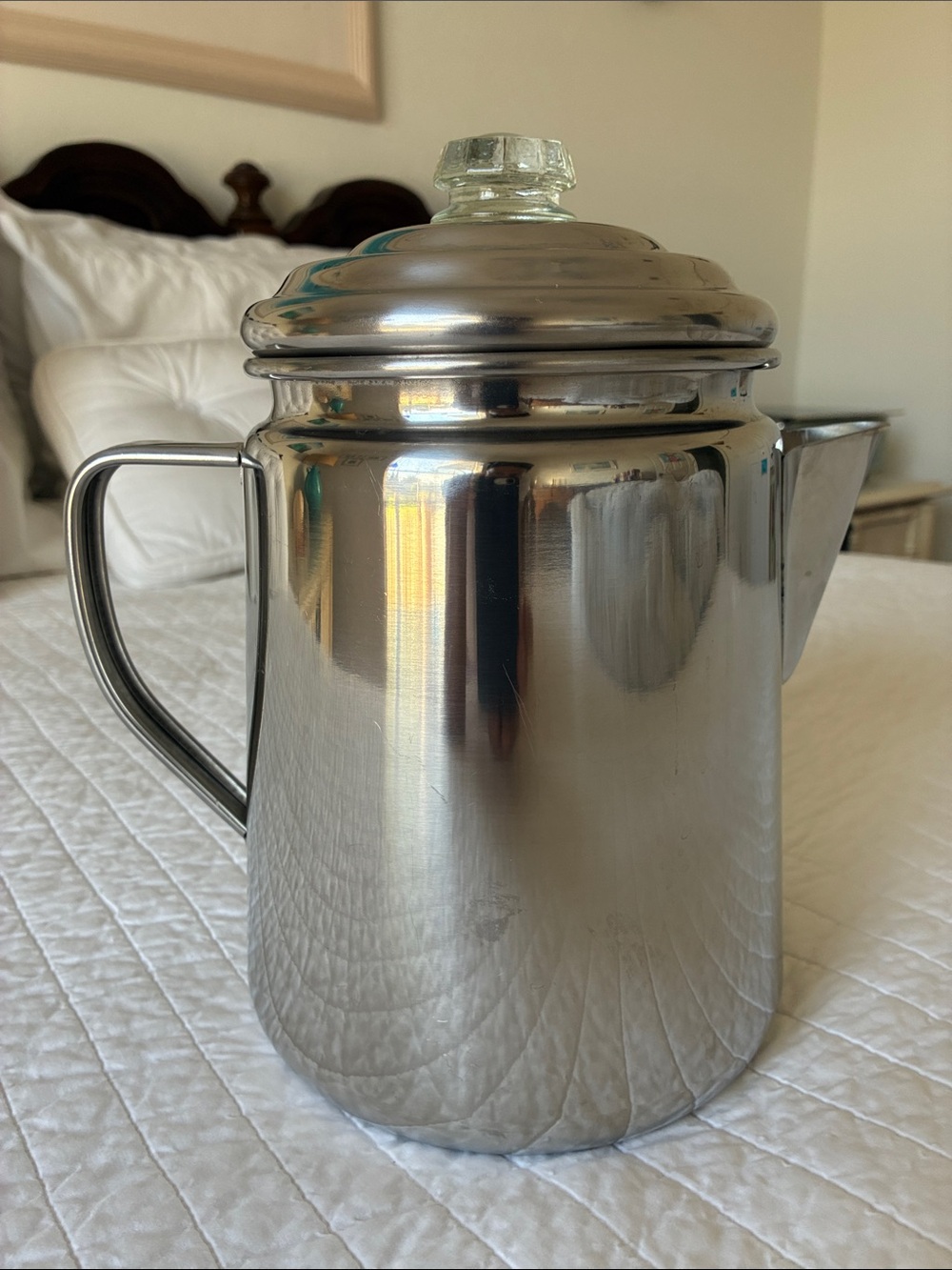 Coleman Stainless Steel Coffee Percolator with Glass Knob - Silver 12 cup